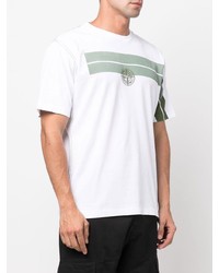 T-shirt girocollo stampata bianca e verde di Stone Island