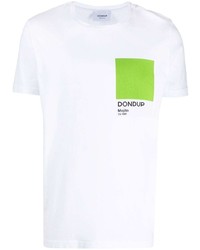 T-shirt girocollo stampata bianca e verde di Dondup