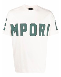 T-shirt girocollo stampata bianca e verde di Ea7 Emporio Armani