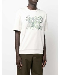 T-shirt girocollo stampata bianca e verde di Giorgio Armani