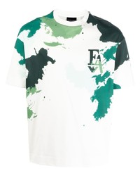 T-shirt girocollo stampata bianca e verde di Emporio Armani