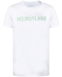 T-shirt girocollo stampata bianca e verde di Helmut Lang
