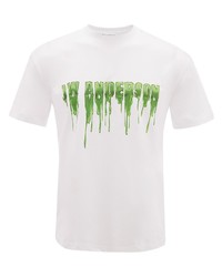 T-shirt girocollo stampata bianca e verde di JW Anderson