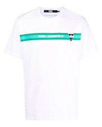 T-shirt girocollo stampata bianca e verde di Karl Lagerfeld