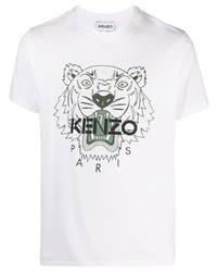 T-shirt girocollo stampata bianca e verde di Kenzo