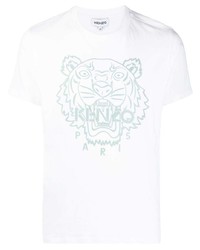 T-shirt girocollo stampata bianca e verde di Kenzo