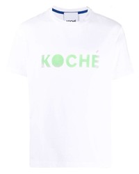 T-shirt girocollo stampata bianca e verde di Koché