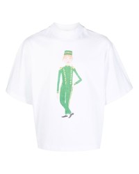 T-shirt girocollo stampata bianca e verde di Late Checkout