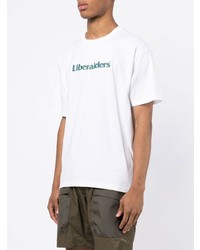 T-shirt girocollo stampata bianca e verde di Liberaiders