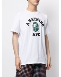 T-shirt girocollo stampata bianca e verde di A Bathing Ape