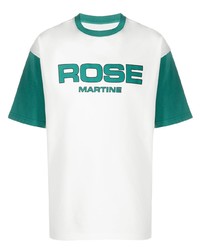 T-shirt girocollo stampata bianca e verde di Martine Rose