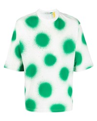 T-shirt girocollo stampata bianca e verde di Moncler