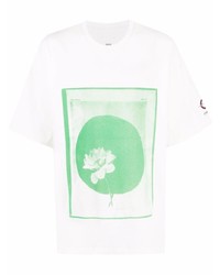 T-shirt girocollo stampata bianca e verde di Oamc
