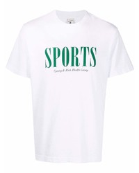 T-shirt girocollo stampata bianca e verde di Sporty & Rich