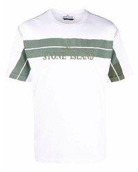 T-shirt girocollo stampata bianca e verde di Stone Island