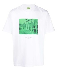 T-shirt girocollo stampata bianca e verde di Trussardi