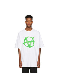 T-shirt girocollo stampata bianca e verde di Vetements