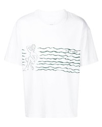 T-shirt girocollo stampata bianca e verde di VISVIM