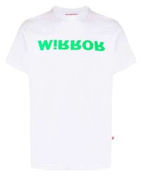T-shirt girocollo stampata bianca e verde di Walter Van Beirendonck