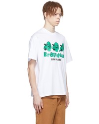 T-shirt girocollo stampata bianca e verde di Brain Dead