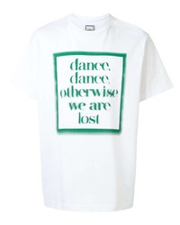 T-shirt girocollo stampata bianca e verde di Wooyoungmi