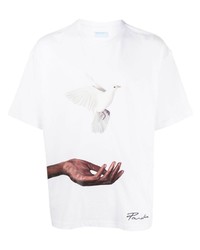 T-shirt girocollo stampata bianca di 3PARADIS