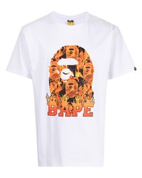 T-shirt girocollo stampata bianca di A Bathing Ape