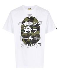 T-shirt girocollo stampata bianca di A Bathing Ape