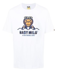 T-shirt girocollo stampata bianca di A Bathing Ape