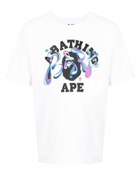 T-shirt girocollo stampata bianca di A Bathing Ape