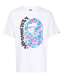 T-shirt girocollo stampata bianca di A Bathing Ape