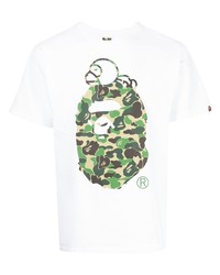 T-shirt girocollo stampata bianca di A Bathing Ape