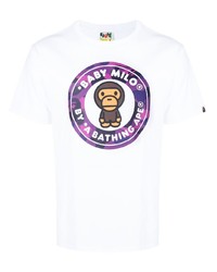 T-shirt girocollo stampata bianca di A Bathing Ape