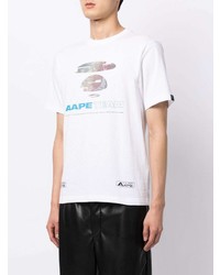 T-shirt girocollo stampata bianca di AAPE BY A BATHING APE