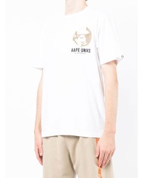 T-shirt girocollo stampata bianca di AAPE BY A BATHING APE