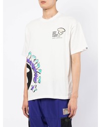 T-shirt girocollo stampata bianca di AAPE BY A BATHING APE