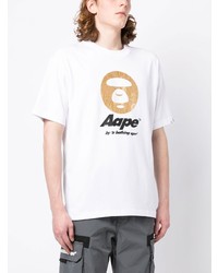 T-shirt girocollo stampata bianca di AAPE BY A BATHING APE