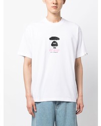 T-shirt girocollo stampata bianca di AAPE BY A BATHING APE