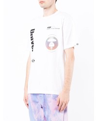 T-shirt girocollo stampata bianca di AAPE BY A BATHING APE