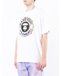 T-shirt girocollo stampata bianca di AAPE BY A BATHING APE