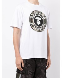 T-shirt girocollo stampata bianca di AAPE BY A BATHING APE