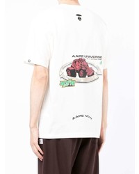 T-shirt girocollo stampata bianca di AAPE BY A BATHING APE