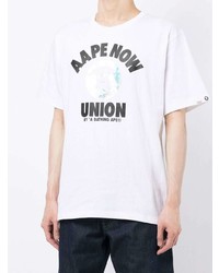 T-shirt girocollo stampata bianca di AAPE BY A BATHING APE