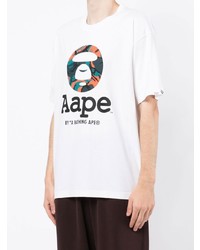 T-shirt girocollo stampata bianca di AAPE BY A BATHING APE