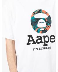 T-shirt girocollo stampata bianca di AAPE BY A BATHING APE