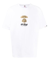 T-shirt girocollo stampata bianca di AAPE BY A BATHING APE