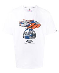 T-shirt girocollo stampata bianca di AAPE BY A BATHING APE