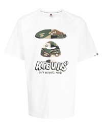 T-shirt girocollo stampata bianca di AAPE BY A BATHING APE