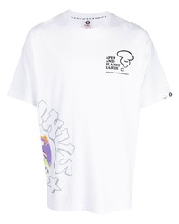 T-shirt girocollo stampata bianca di AAPE BY A BATHING APE