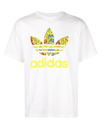 T-shirt girocollo stampata bianca di adidas
